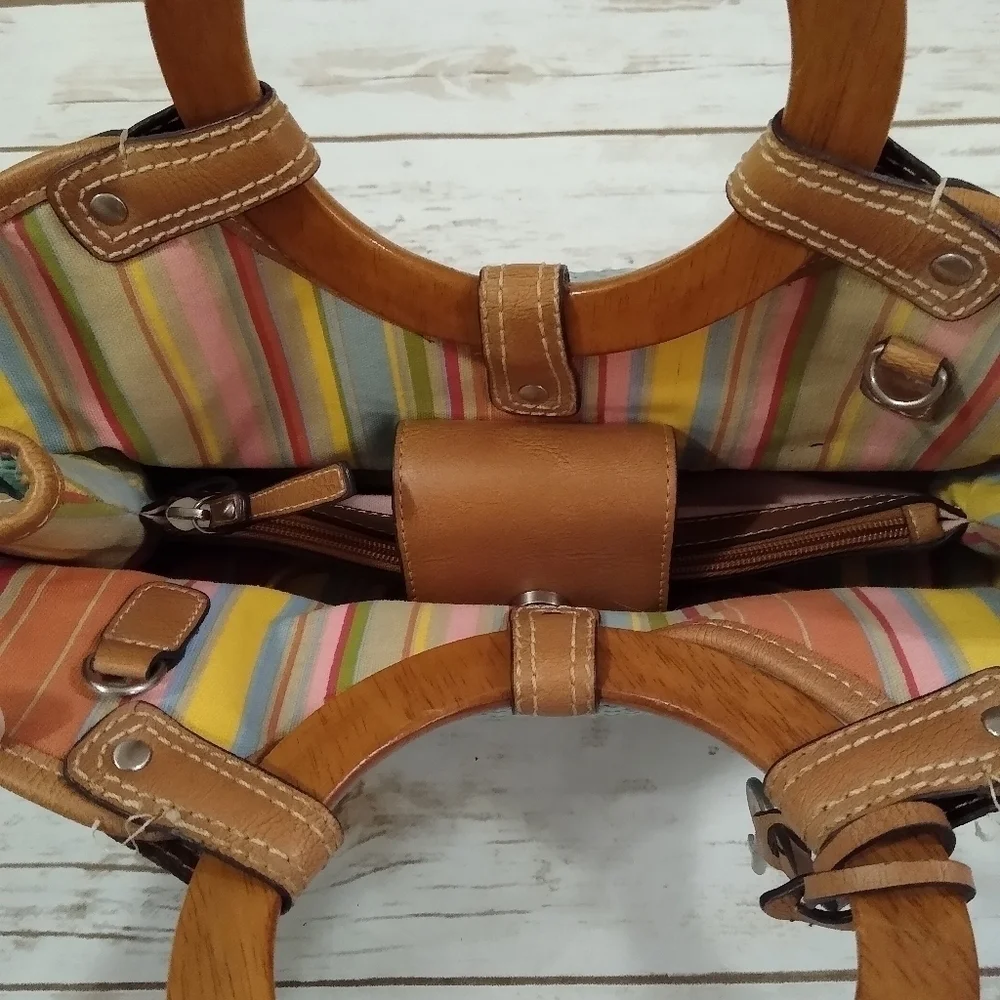 Fossil Woven Rattan Soft Seafoam Green Satchel Bag - Picture 10 of 16